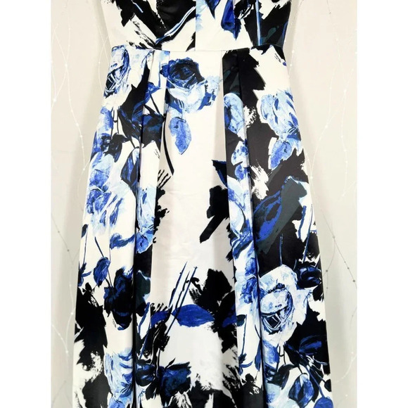 Aidan Mattox Blue White Floral Satin Ball Gown $398 - Picture 4 of 12